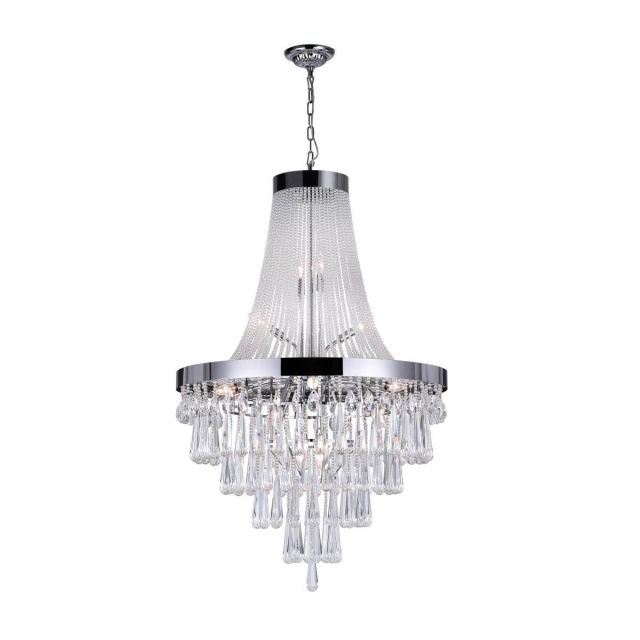 CWI Lighting Vast 17 Light 32 Inch Down Chandelier In Chrome 5078P32C (Clear)